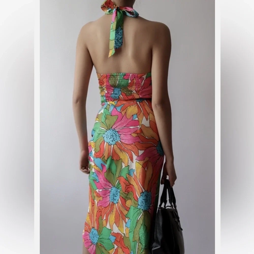 Rachel Zoe Floral Matching Set | Resort Vacation Skirt & Halter Top | Colorful